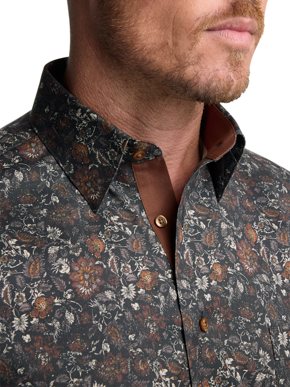Alternate Image of Comfort Stretch Non-iron Floral Dress Shirt With Contrast Trim-2