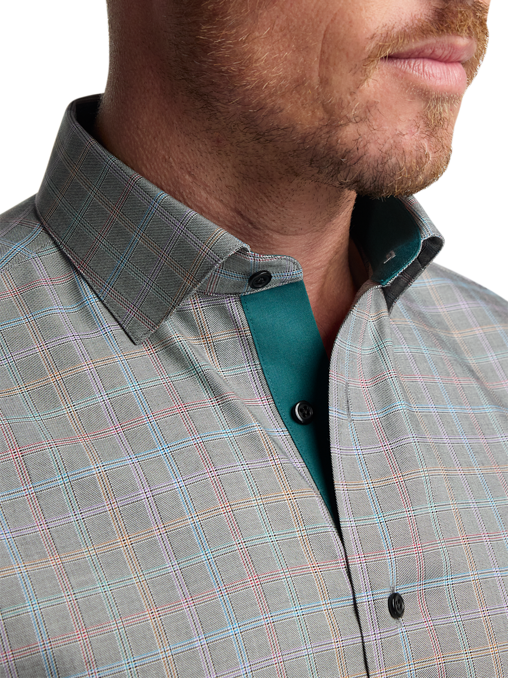 Alternate Image of Comfort Stretch Non-iron Check Dress Shirt With Contrast Trim-2