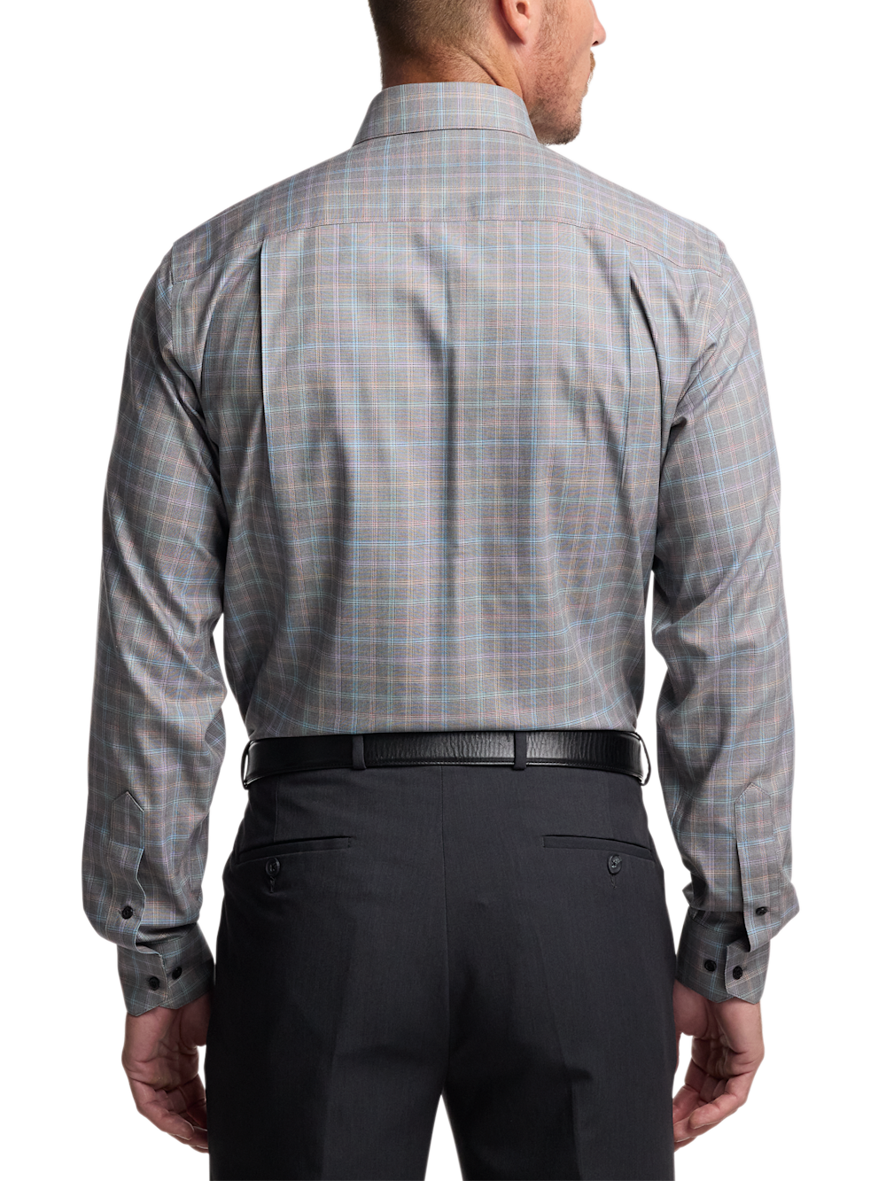 Alternate Image of Comfort Stretch Non-iron Check Dress Shirt With Contrast Trim-4