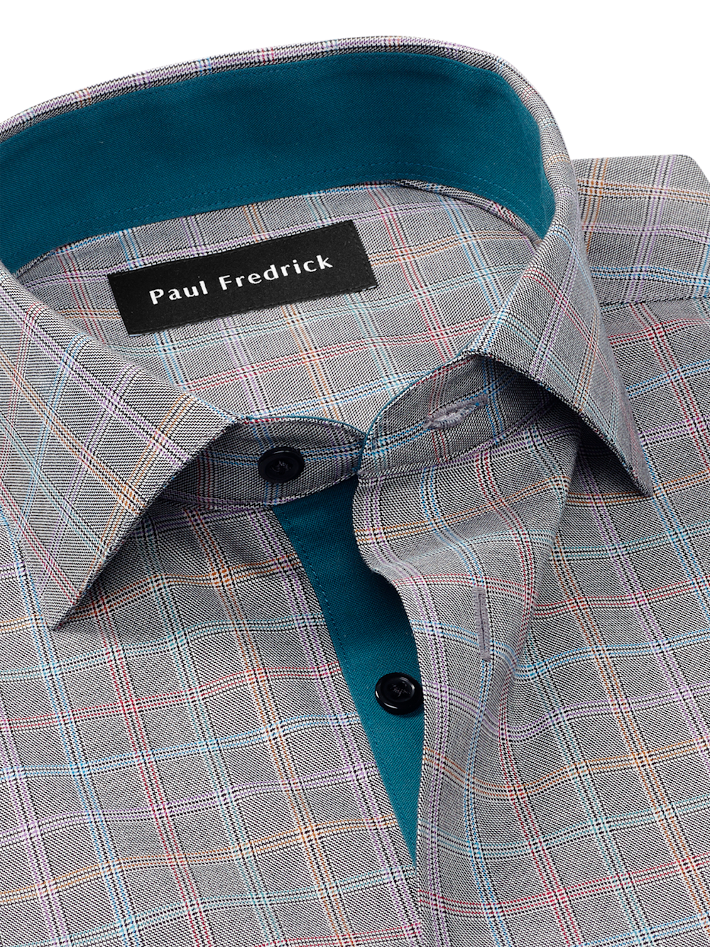 Alternate Image of Comfort Stretch Non-iron Check Dress Shirt With Contrast Trim-6