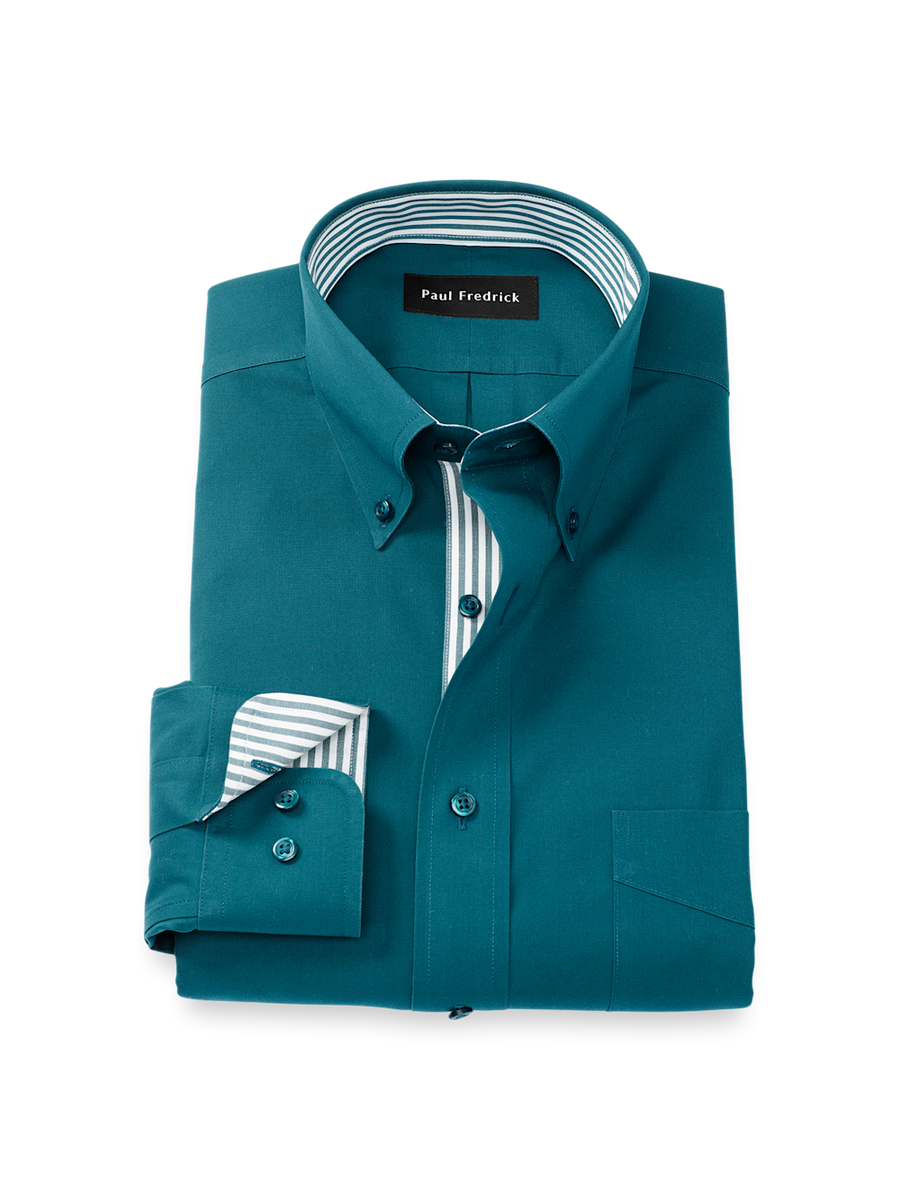 Comfort Stretch Non-Iron Solid Dress Shirt With Contrast Trim
