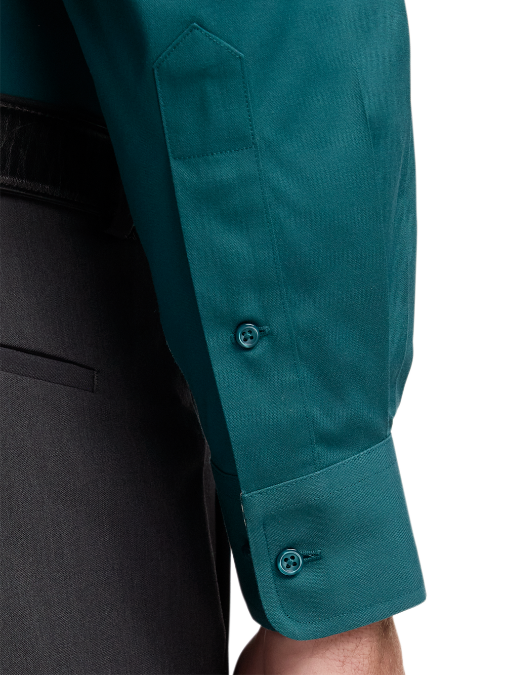 Comfort Stretch Non-Iron Solid Dress Shirt With Contrast Trim