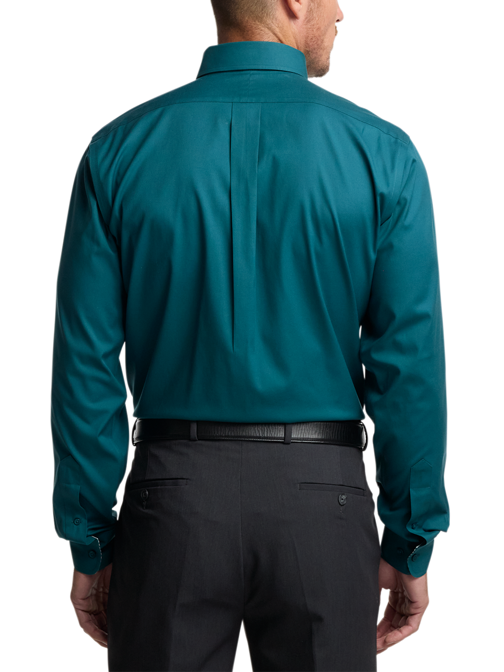 Comfort Stretch Non-Iron Solid Dress Shirt With Contrast Trim