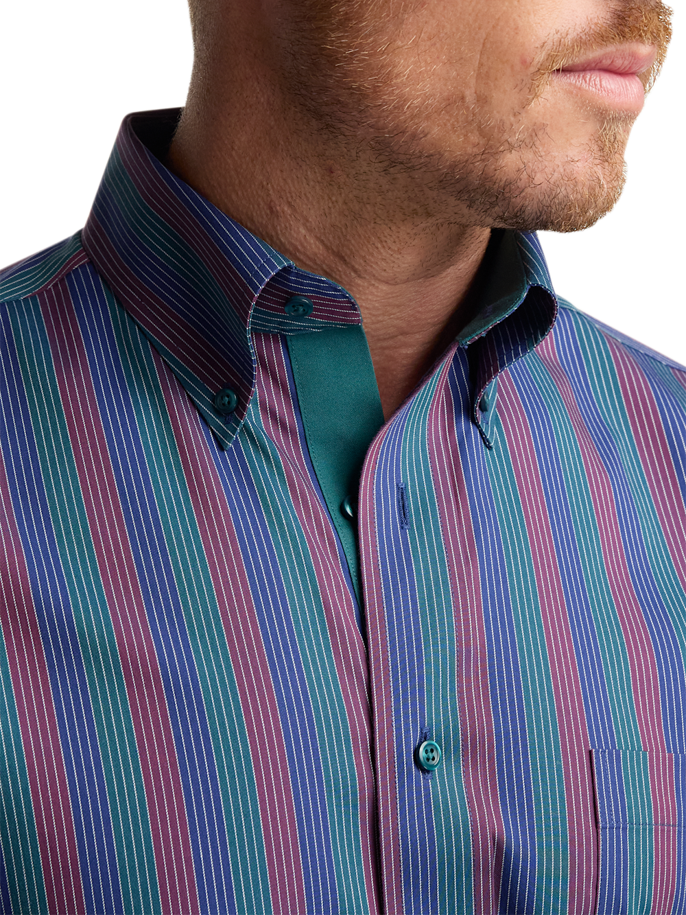 Alternate Image of Comfort Stretch Non-iron Stripe Dress Shirt With Contrast Trim-2