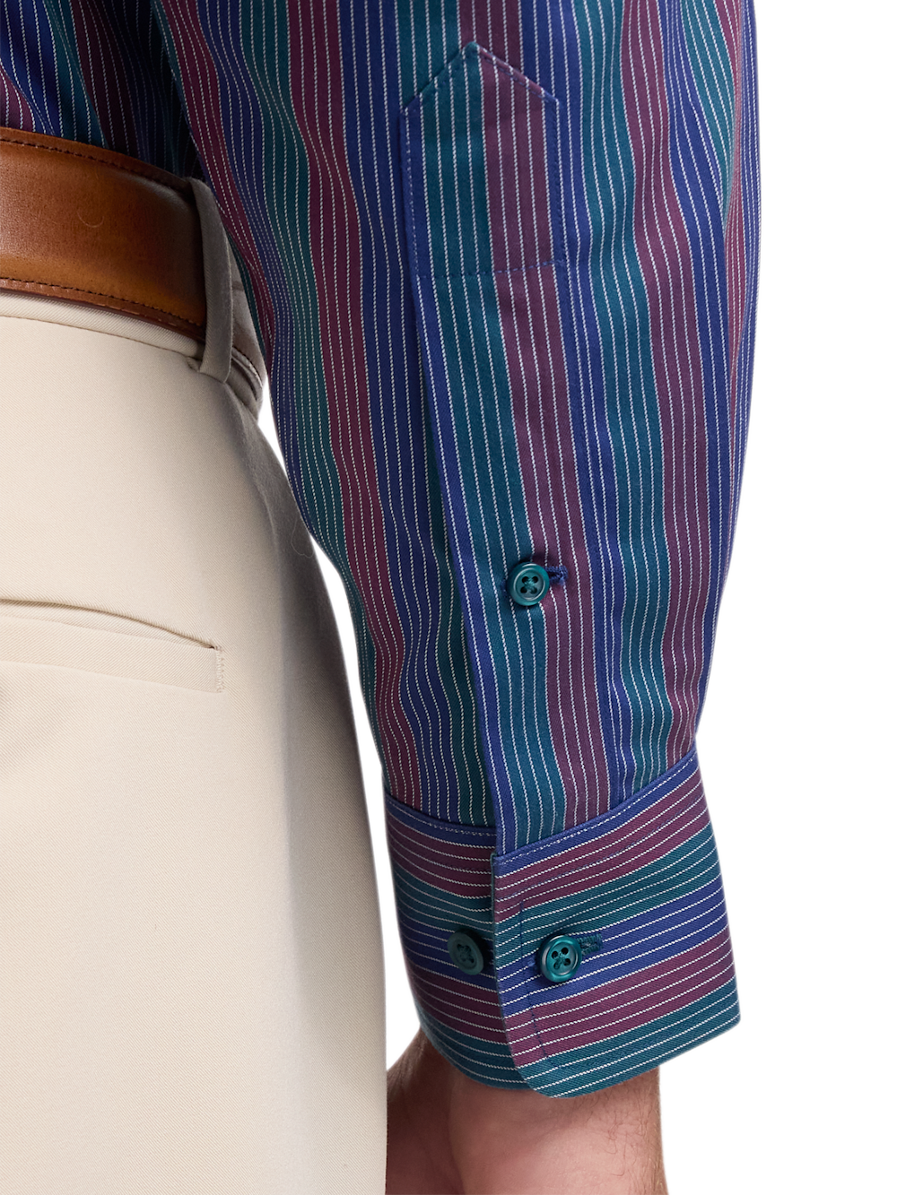Alternate Image of Comfort Stretch Non-iron Stripe Dress Shirt With Contrast Trim-3