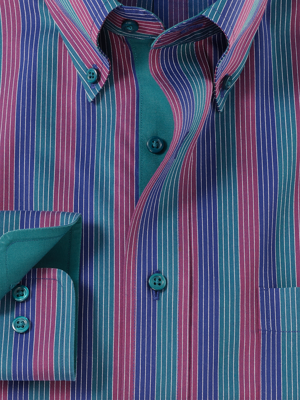Alternate Image of Comfort Stretch Non-iron Stripe Dress Shirt With Contrast Trim-5