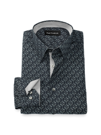 Comfort Stretch Non-Iron Deco Dress Shirt With Contrast Trim - Black/grey