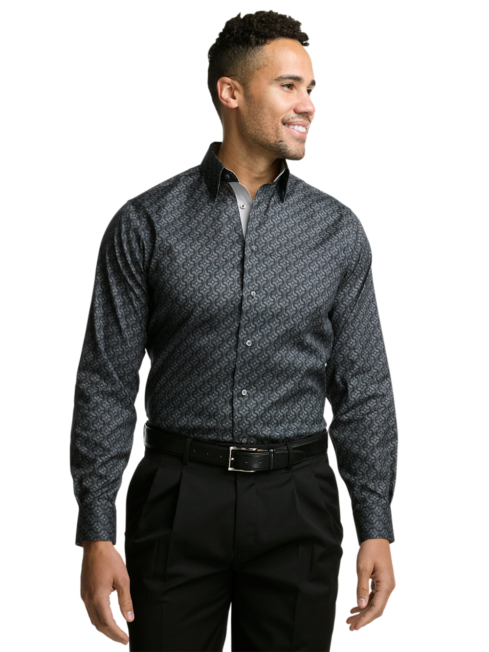 Alternate Image of Comfort Stretch Non-iron Deco Dress Shirt With Contrast Trim-1