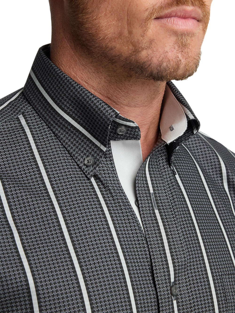 Alternate Image of Comfort Stretch Non-iron Stripe Dress Shirt With Contrast Trim-2