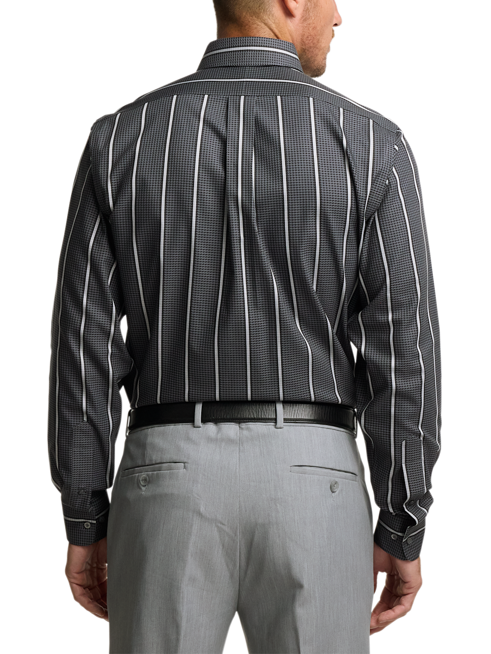 Alternate Image of Comfort Stretch Non-iron Stripe Dress Shirt With Contrast Trim-4