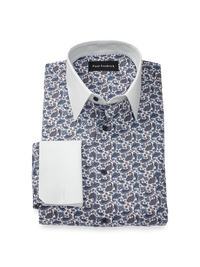 Comfort Stretch Non-Iron Paisley Dress Shirt - Blue/brown