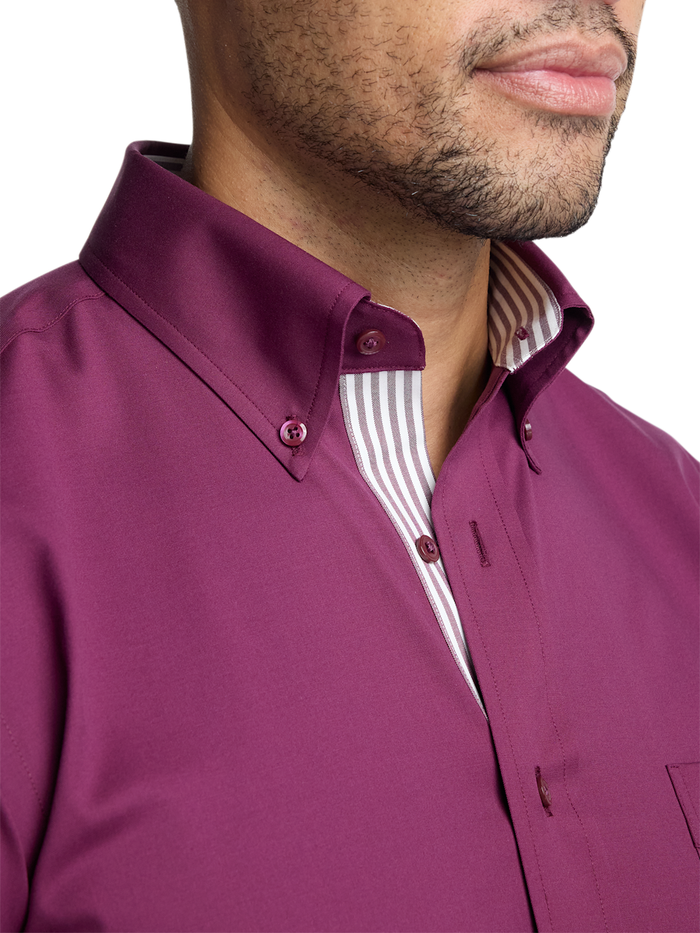 Alternate Image of Comfort Stretch Non-iron Solid Dress Shirt With Contrast Trim-2