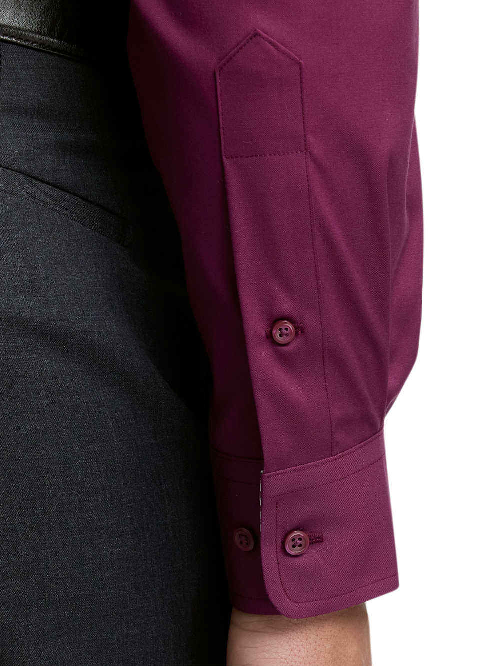 Comfort Stretch Non-Iron Solid Dress Shirt With Contrast Trim
