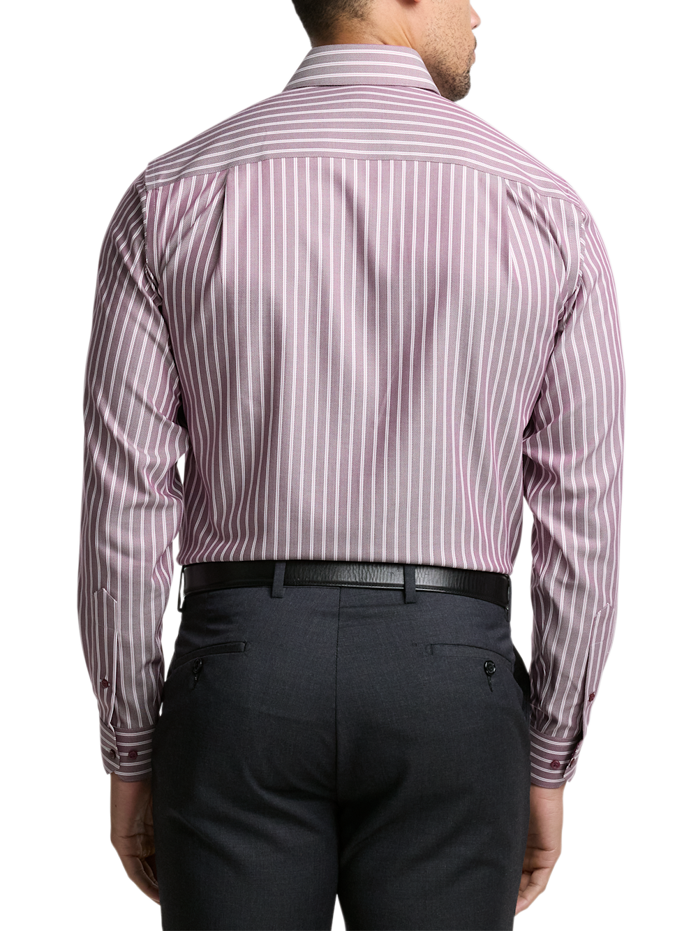Alternate Image of Comfort Stretch Non-iron Stripe Dress Shirt With Contrast Trim-4