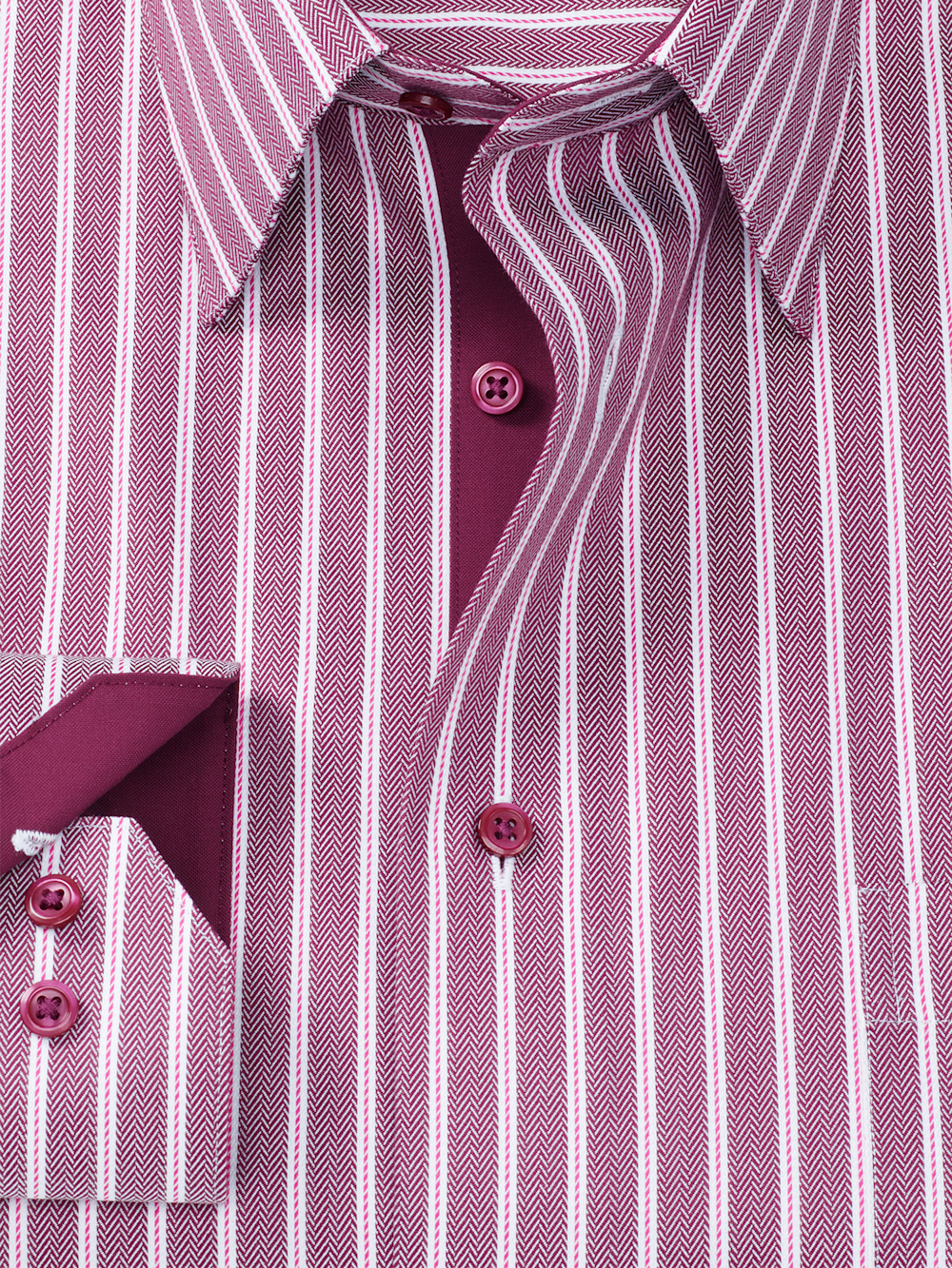 Alternate Image of Comfort Stretch Non-iron Stripe Dress Shirt With Contrast Trim-5