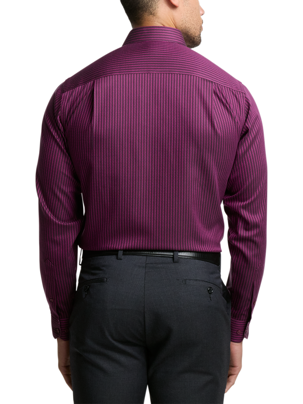 Alternate Image of Comfort Stretch Non-iron Stripe Dress Shirt With Contrast Trim-4