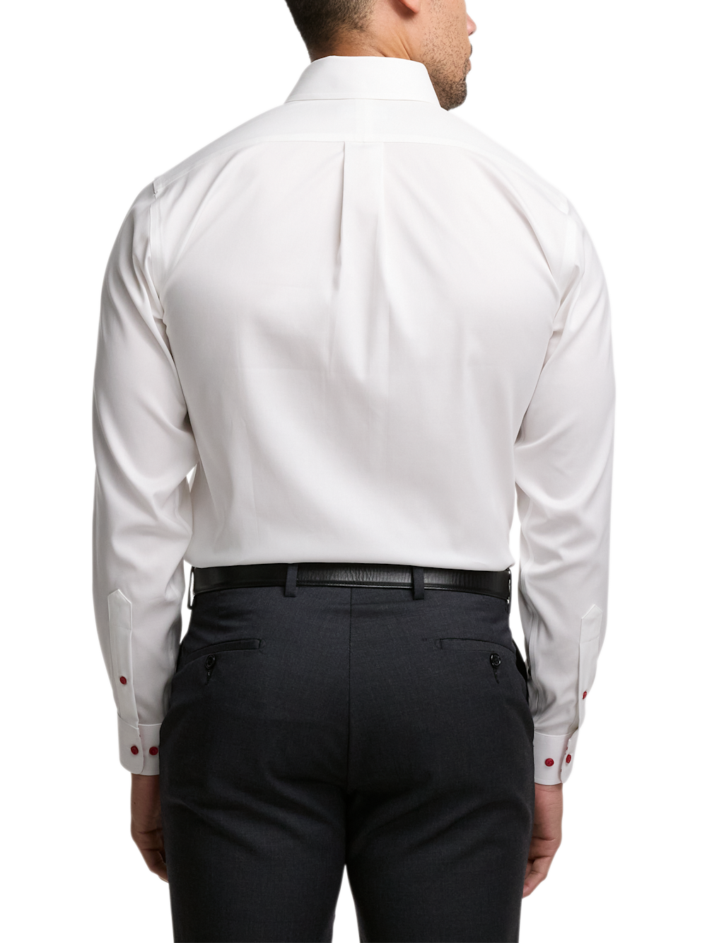 Alternate Image of Comfort Stretch Non-iron Solid Dress Shirt With Contrast Trim-4
