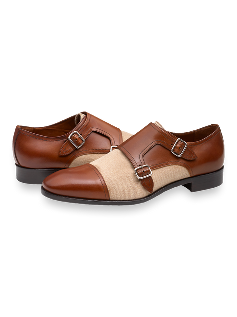 Travis Double Monk Strap - Brown/natural – Paul Fredrick