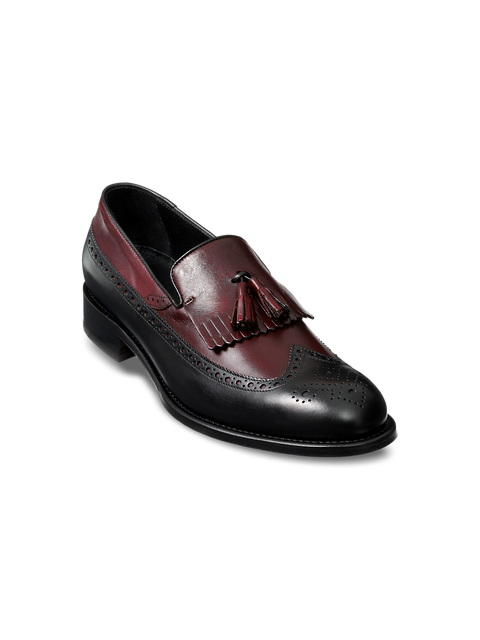 Paul Frederick Men Oxford Dress Shoes Leather Brogue. Size 10.5M Burgundy Color! Paul Frederick Mens 10 Burgundy Lizard Style Leather Tassel  main image 4