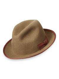 Wool Fedora With Bow And Trim - Acorn