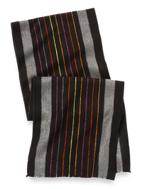 Stripe Brushed Silk Scarf - Black Multi