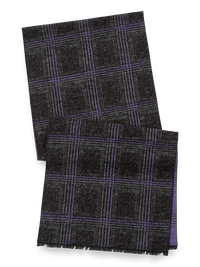 Windowpane Brushed Silk Scarf - Purple/black