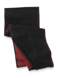 Solid Reversible Brushed Silk Scarf - Black/red