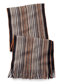 Stripe Wool Scarf - Brown Multi