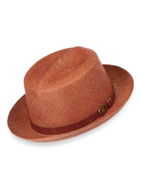 Panama Straw Fedora With Leather Band - Sienna