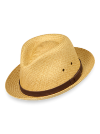Panama Fedora With Leather Band - Dark Natural