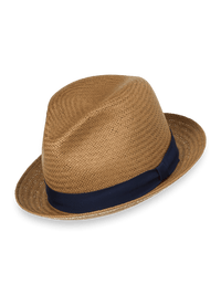 Straw Fedora With Ribbon Band - Tan