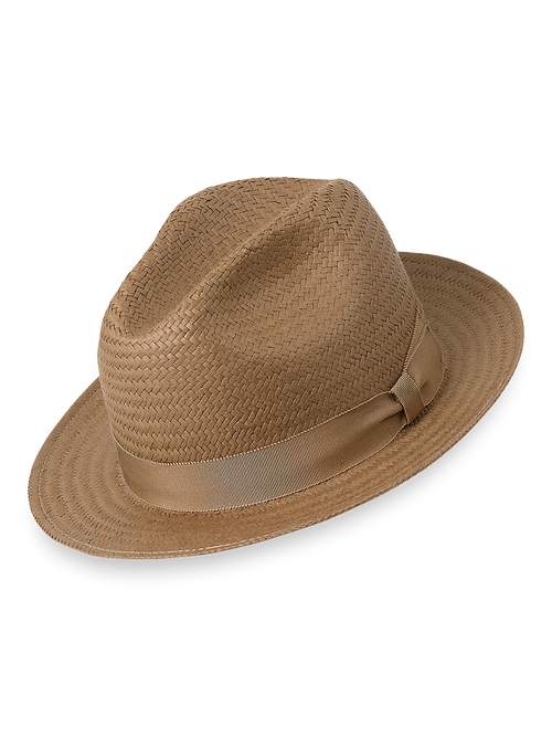 Straw Fedora With Ribbon Band Tan – Paul Fredrick