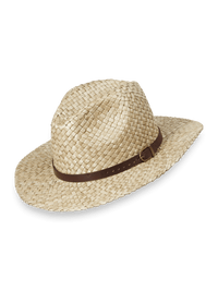 Straw Fedora With Leather Band - Natural
