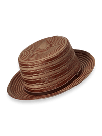 Panama Straw Fedora With Leather Band - Brown Multi