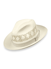 Straw Fedora With Suede Band - Ivory