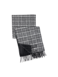 Plaid Wool Blend Reversible Scarf - Charcoal/White