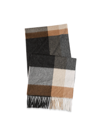 Color Block Wool Blend Scarf - Black/Camel