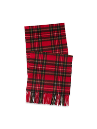 Plaid Wool Blend Scarf - Red Multi