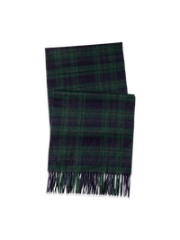 Plaid Wool Blend Scarf - Green Multi