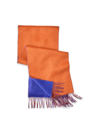 Solid Wool Blend Reversible Scarf - Orange/Blue