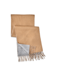 Solid Wool Blend Reversible Scarf - Camel/Grey