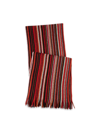 Stripe Knit Wool Scarf - Black/Red