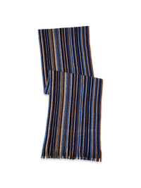 Stripe Knit Wool Scarf - Navy/brown