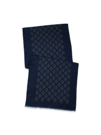 Geometric Wool Suit Scarf - Navy/tan