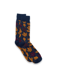 Leaves Cotton Blend Sock - Blue Multi