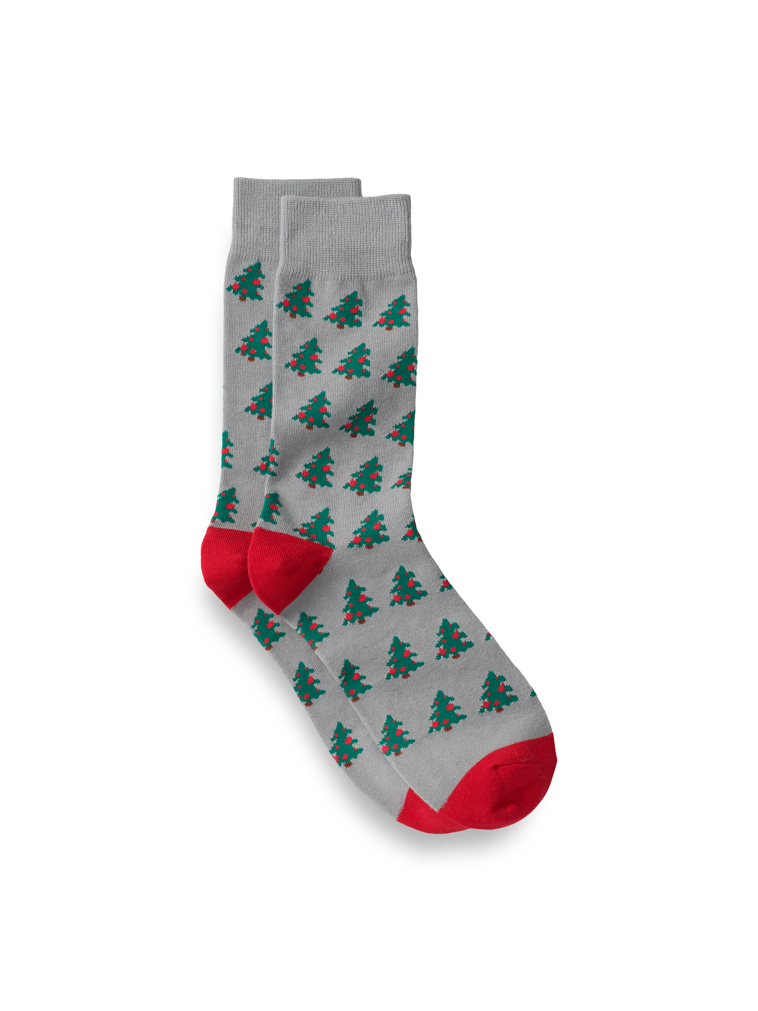 Christmas Tree Cotton Blend Socks - Grey Multi