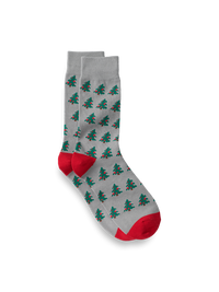 Christmas Tree Cotton Blend Socks - Grey Multi