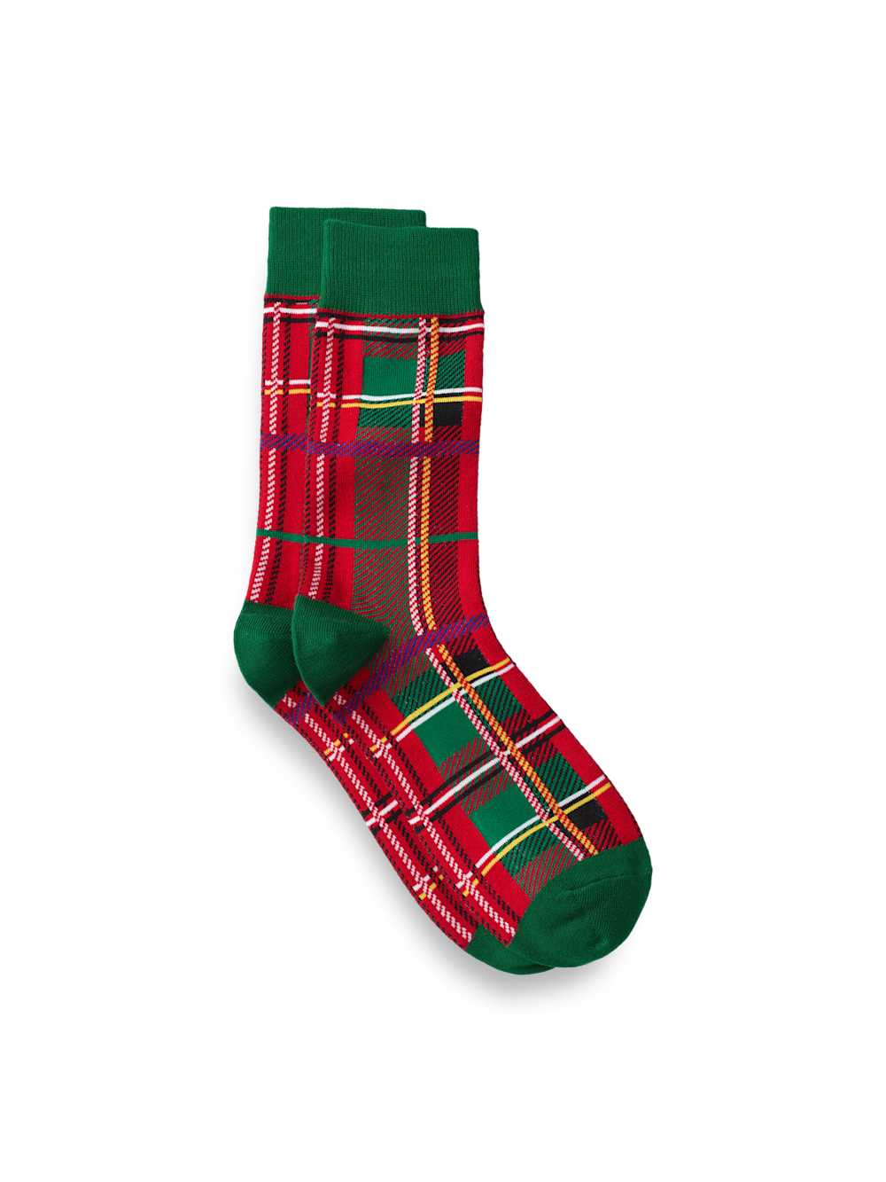 Product Image of Tartan Plaid Cotton Blend Socks-Red/Green