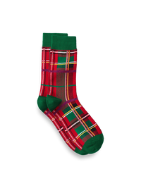 Tartan Plaid Cotton Blend Socks - Red/green