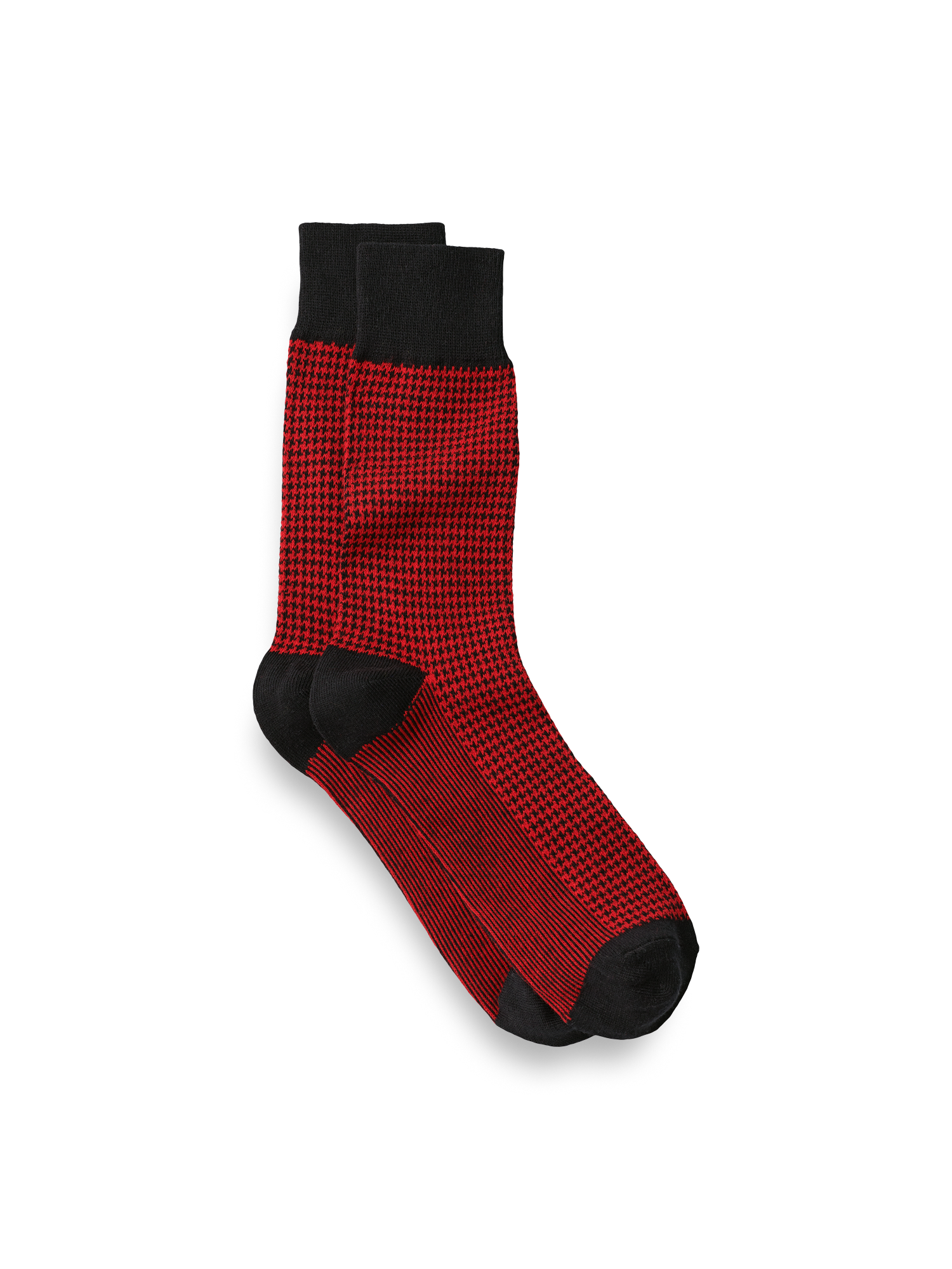 Houndstooth Cotton Blend Sock - Red/black